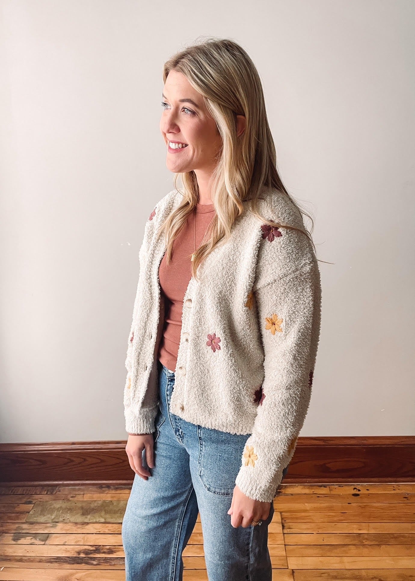 Flower Embroidered Cardigan