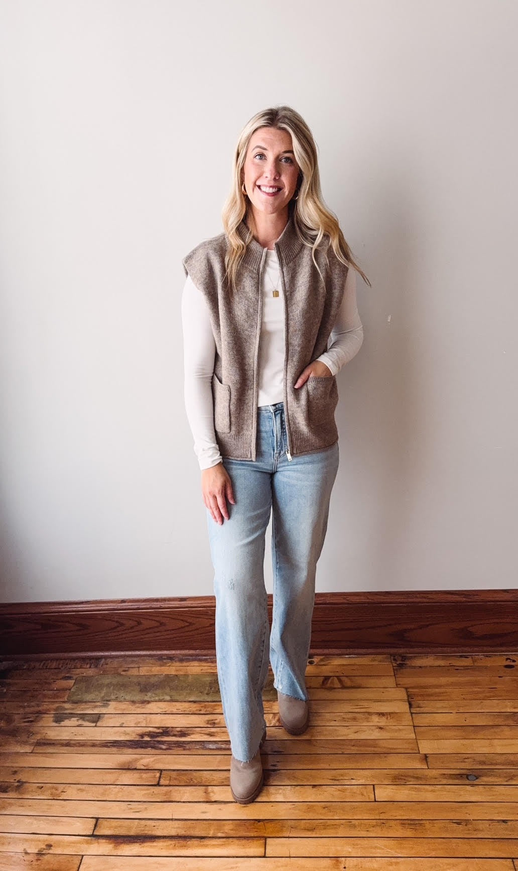 Franny Mocha Zip Sweater Vest