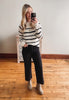 Black Striped Mock Neck Sweater