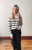 Black Striped Mock Neck Sweater