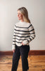 Black Striped Mock Neck Sweater