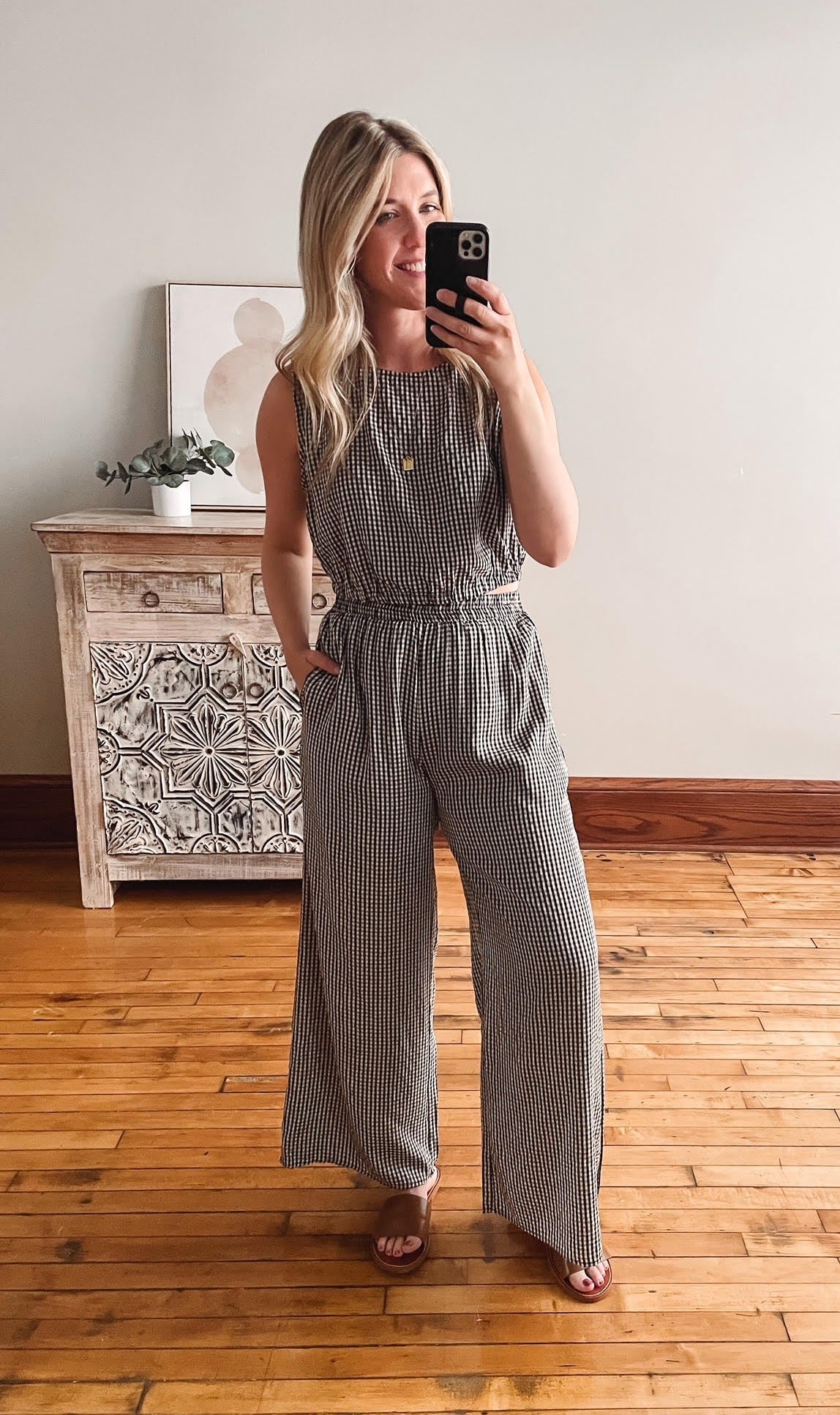 Gingham Top and Pants Set