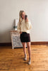 Arden Cream Cropped Knit Sweater