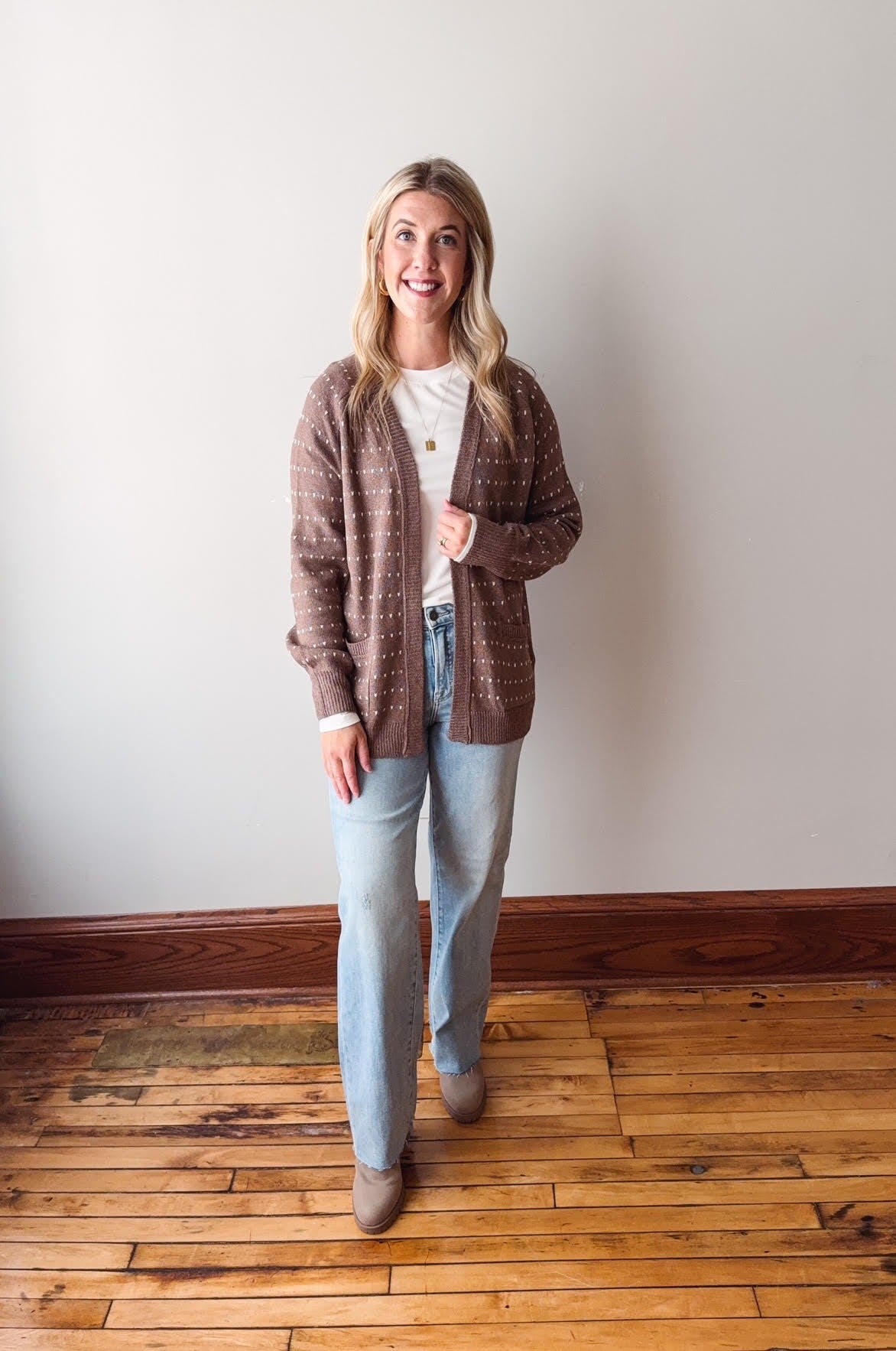 Gloria Cappuccino Dotted Cardigan