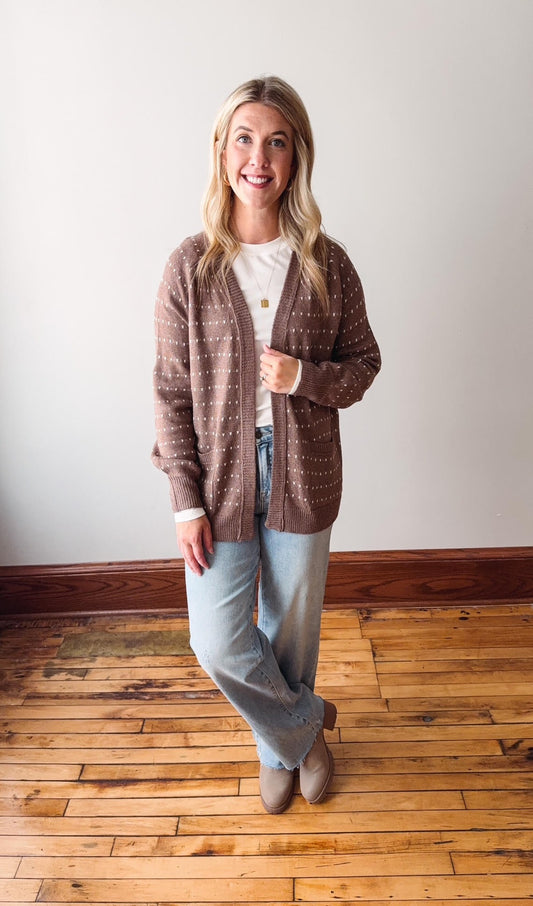 Gloria Cappuccino Dotted Cardigan