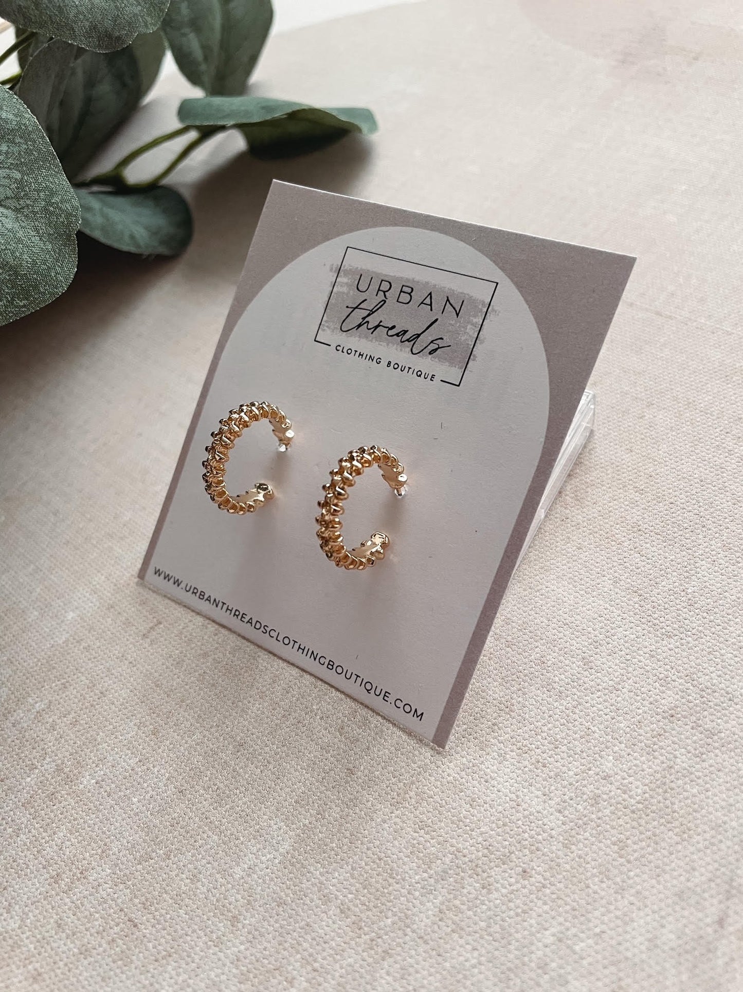 Gold Textured Hoops