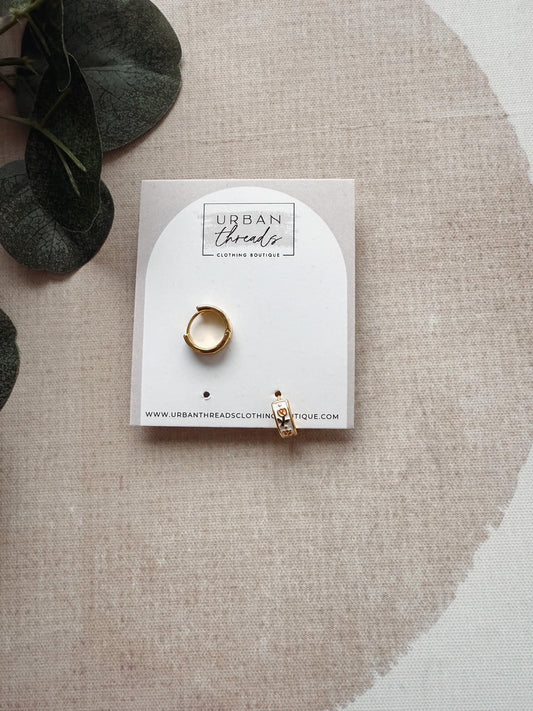 Gold Vintage Floral Huggie Earrings