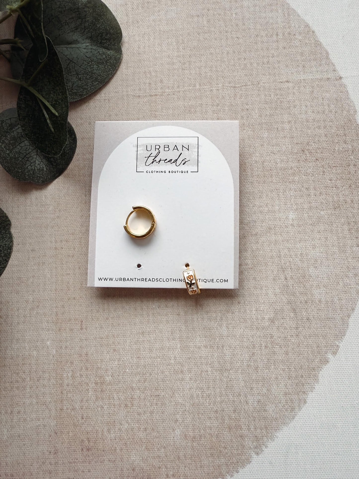 Gold Vintage Floral Huggie Earrings