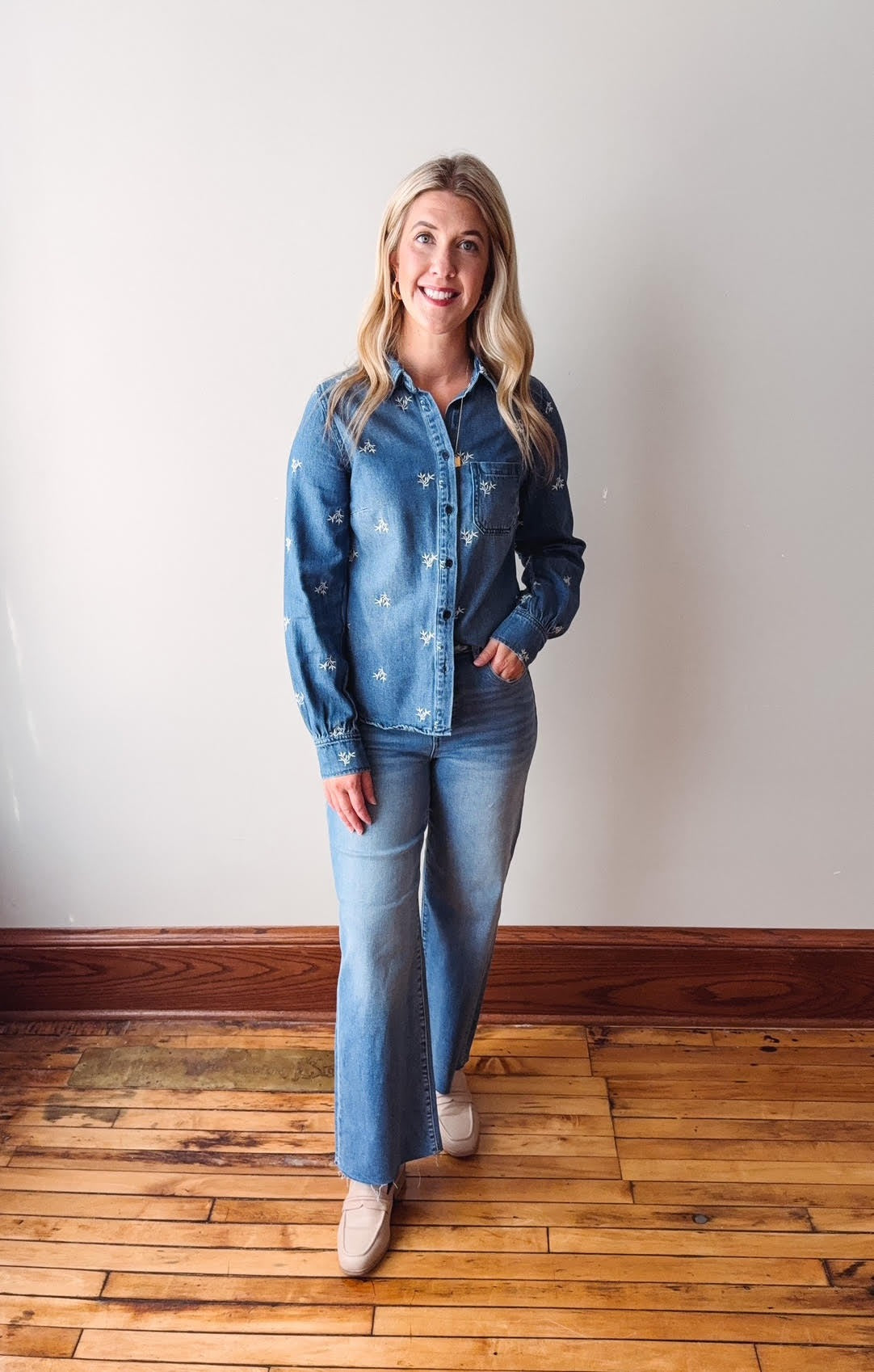 Goldie Embroidered Denim Shirt