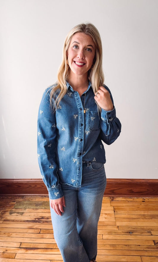 Goldie Embroidered Denim Shirt