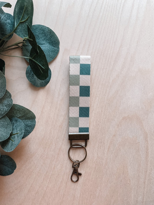 Green Check Keychain Lanyard