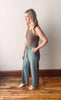 Green Drawstring Wide Leg Pants