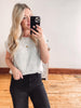 Grey Short Sleeve Sequin Sweater