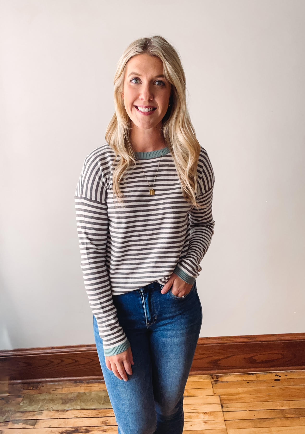 Grey Striped Sweater