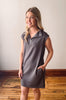 Gun Metal Half Zip Shift Dress