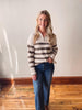 Half Zip Olive Striped Sweater