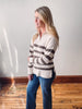 Half Zip Olive Striped Sweater