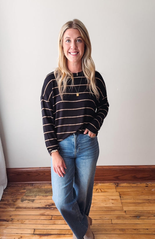 Harper Black Striped Long Sleeve