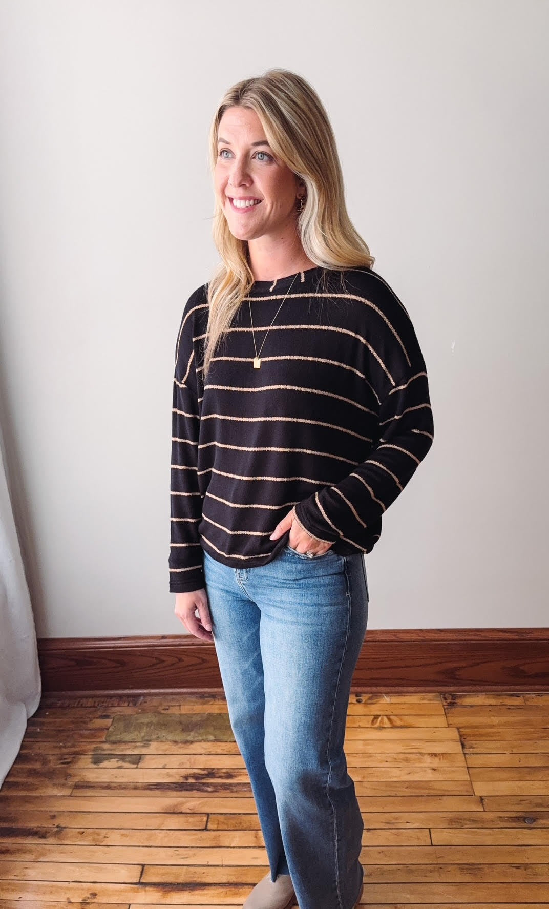 Harper Black Striped Long Sleeve