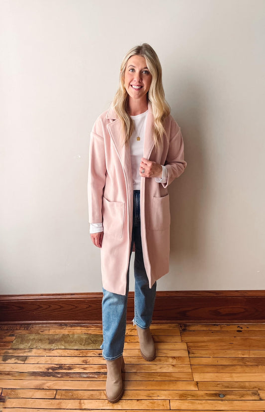 Hayley Light Pink Open Coat