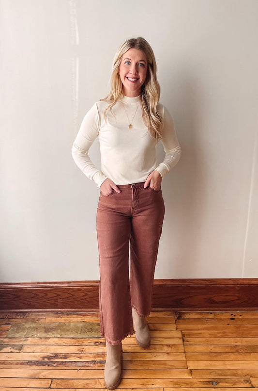 High Rise Espresso Wide Leg Jeans