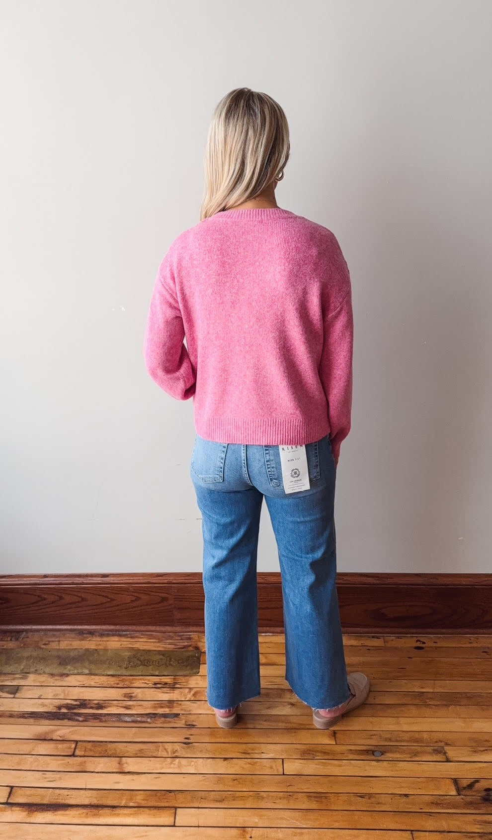 Hot Pink Pearl Bow Sweater