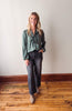 Hunter Green Ribbon Tie Stripe Shirt