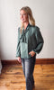 Hunter Green Ribbon Tie Stripe Shirt