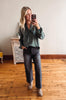 Hunter Green Ribbon Tie Stripe Shirt