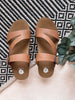 Rosette Flatform Brown Sandal