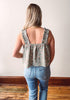 Sage Floral Button Tank