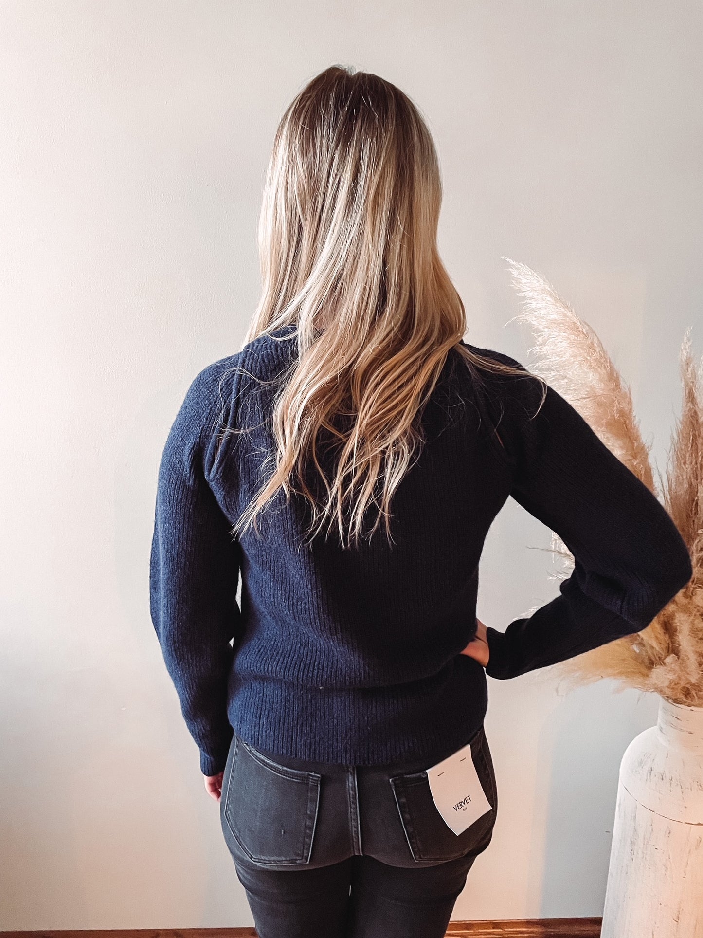 Hailey Navy Cut Out Sweater