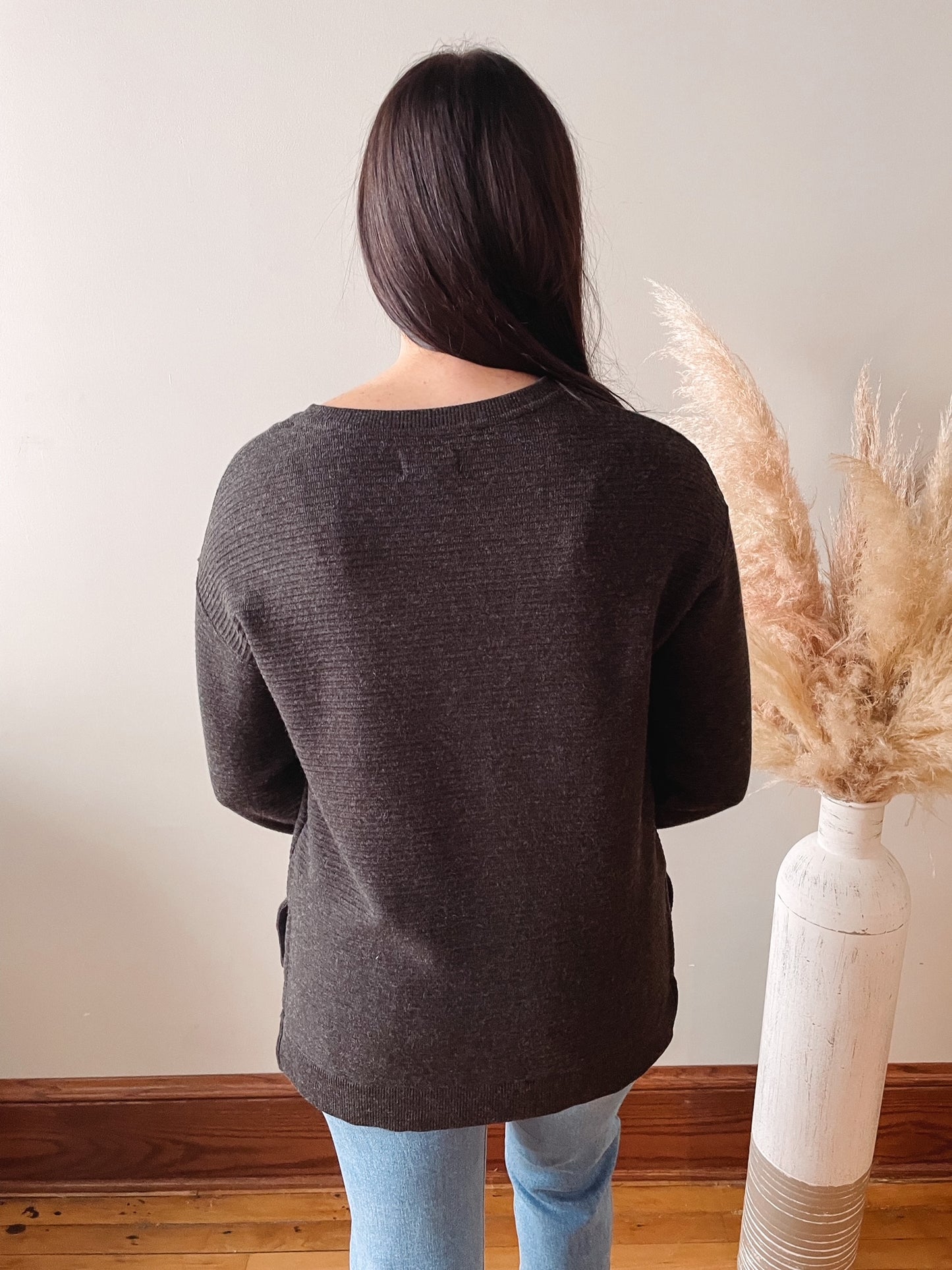 Julia Charcoal Ribbed Sweater
