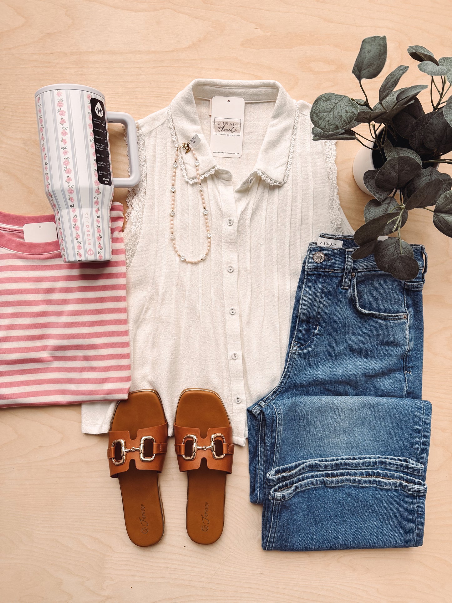 Maria Ginger + White Striped Tee