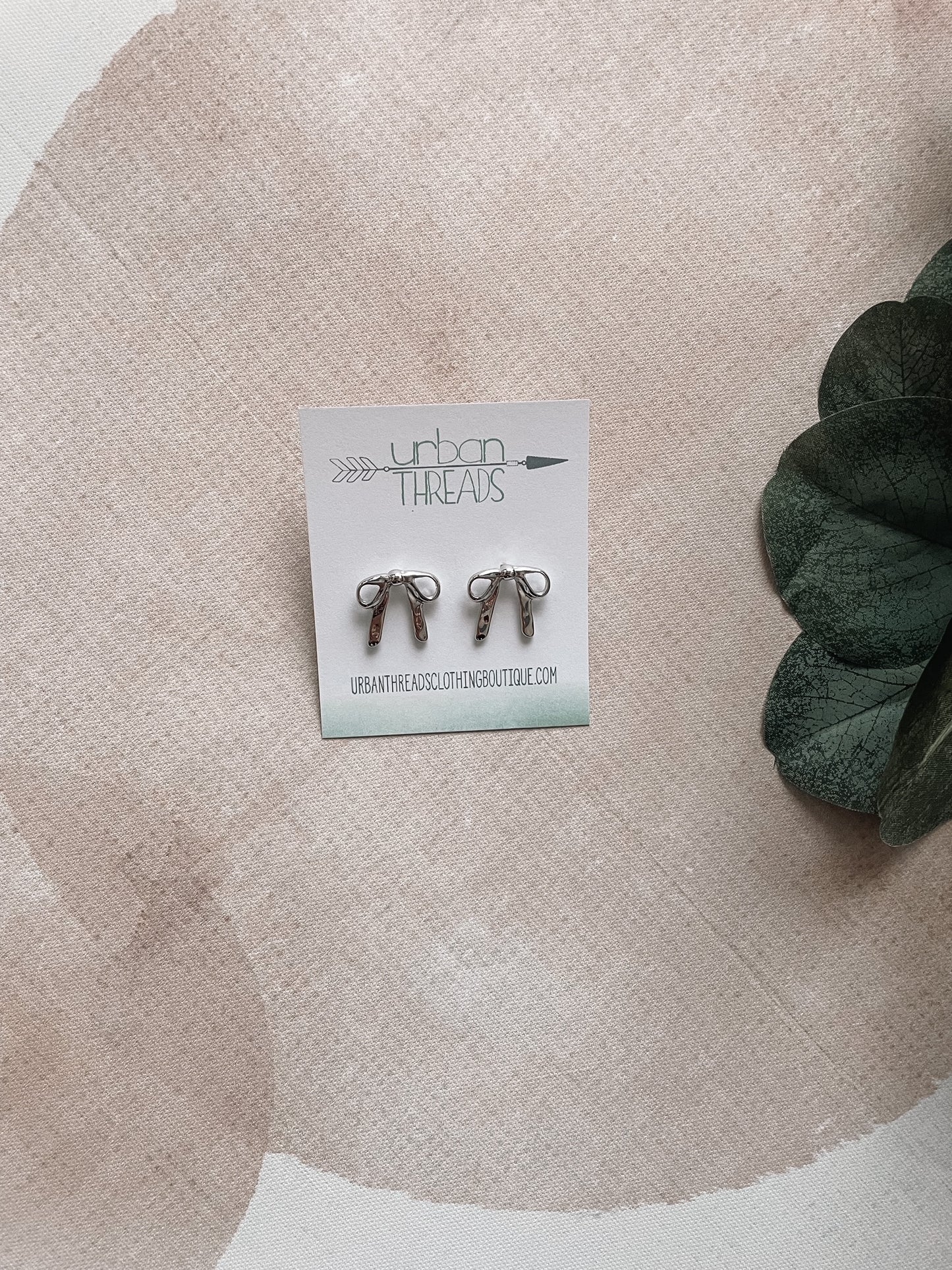 Silver Bow Stud Earrings