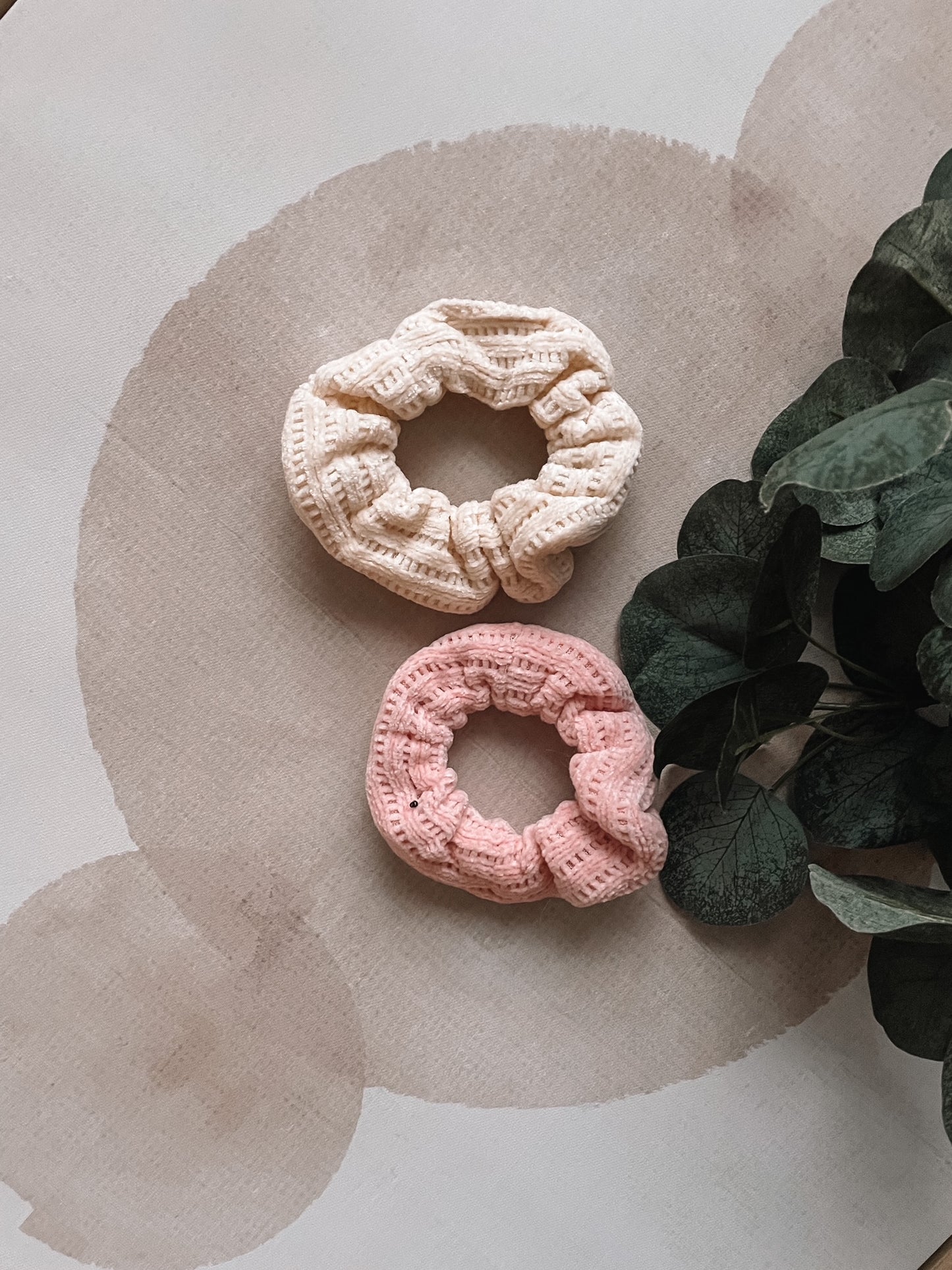 Pink Textured Chenille Scrunchie