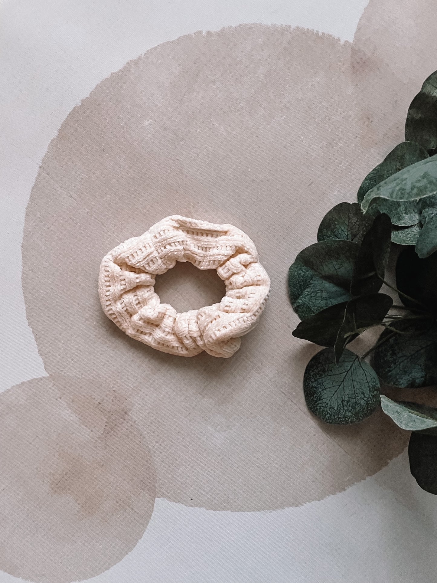 Ivory Textured Chenille Scrunchie