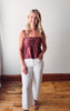 Brooklynn Merlot Ruffle Tiered Top