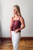 Brooklynn Merlot Ruffle Tiered Top