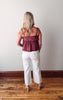 Brooklynn Merlot Ruffle Tiered Top