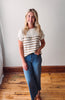 Sarah Cream + Camel Ribbed Sweater Top