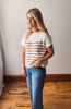 Sarah Cream + Camel Ribbed Sweater Top