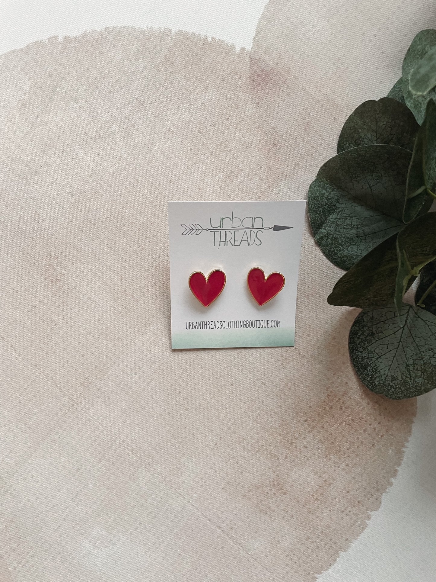 Red Heart Stud Earrings