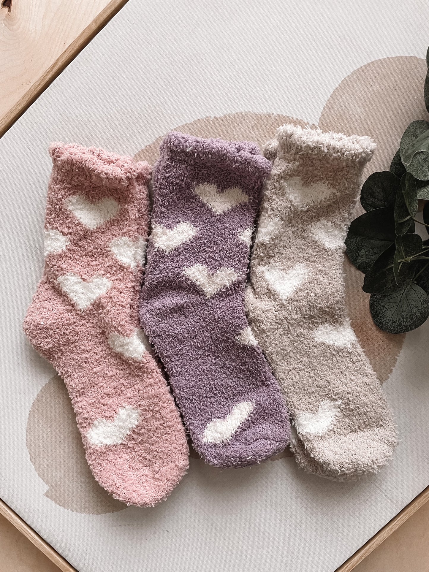 Pink Fuzzy Heart Socks
