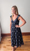 Gwen Navy + Cream Embroidered Dress