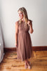 Ava Mocha Smocked Midi Dress