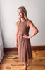 Ava Mocha Smocked Midi Dress