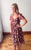 Maura Burgundy Floral Midi Dress