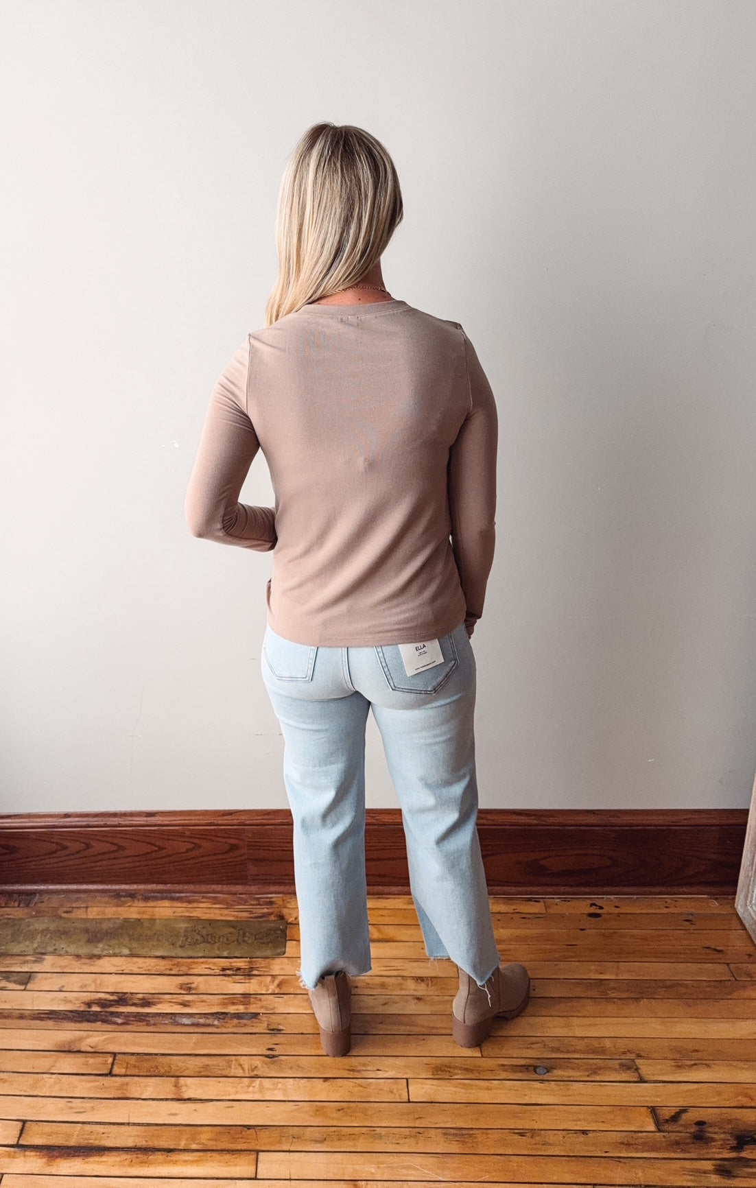 Mocha Fitted Long Sleeve Top