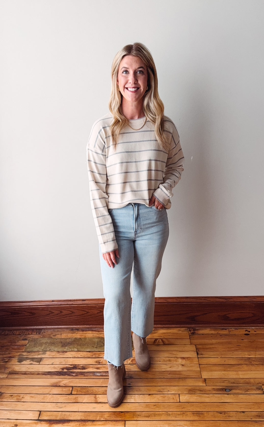 Camden Cream + Mint Lightweight Sweater